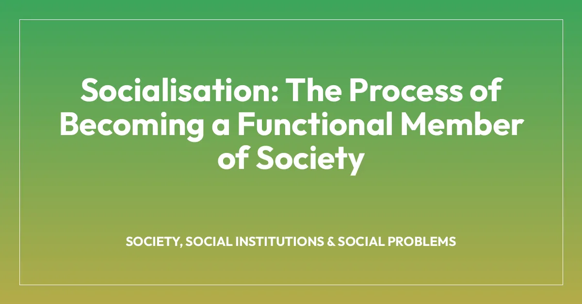 Socialisation: The Process of Becoming a Functional Member of Society